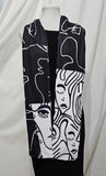 graphic black and white scarf