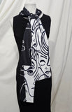 graphic black and white scarf