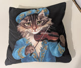 cat playing violin cushion cover