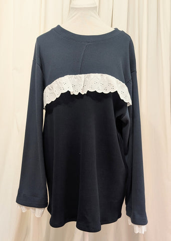 pullover with eyelet trim
