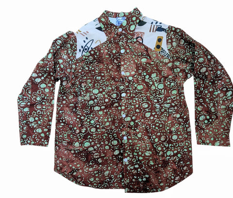 batik and printed yolk shirt