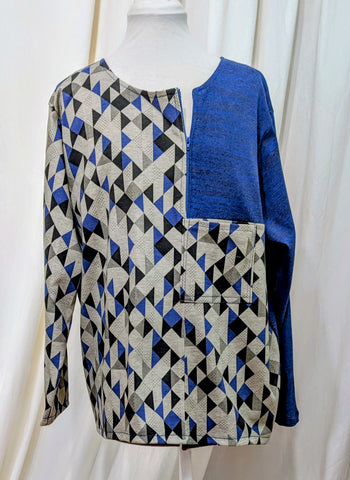 asymmetrical colour block pullover