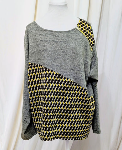 zipper colour block pullover