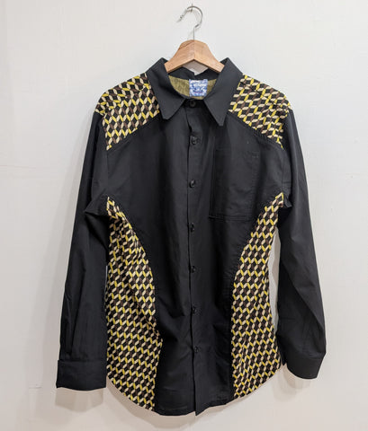 cotton and printed knit inlay shirt